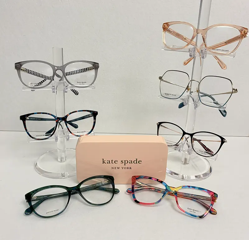 Kate Spade eyeglasses on display at 20/20 eye care in Huntsville
